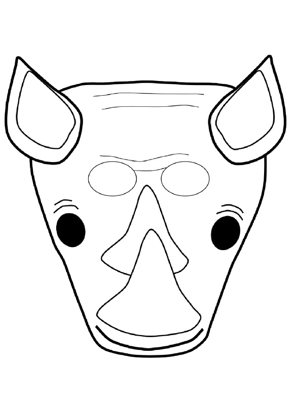 Çocuklar İçin  Gergedan Hazır Maske Şablonları 